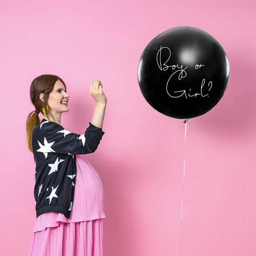 Palloncino Boy or Girl Nero per rivelazione baby shower