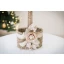 Idea Regalo Natale - Portabottiglie in vimini con decoro rosa e oro