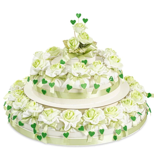 Torta Bomboniere da 28 Sacchettini con Rose Verdi