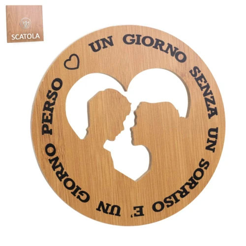 Bomboniera utile 2026 sottopentola in legno Sposi