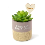 Bomboniera Vaso Porta Piantina Standard in Terracotta con Scritte e Spago