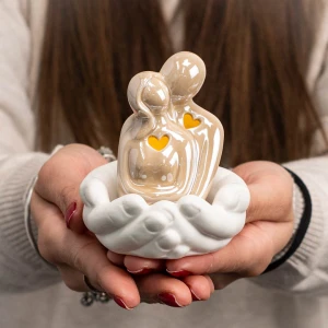 Bomboniere 2026 Coppia LED che si abbraccia con mani in ceramica