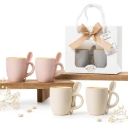Idee Bomboniere Originali Set 2 tazzine da caffè colorate con cucchiaino