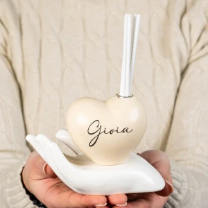 Profumatore Mano con Cuore in ceramica Beigie