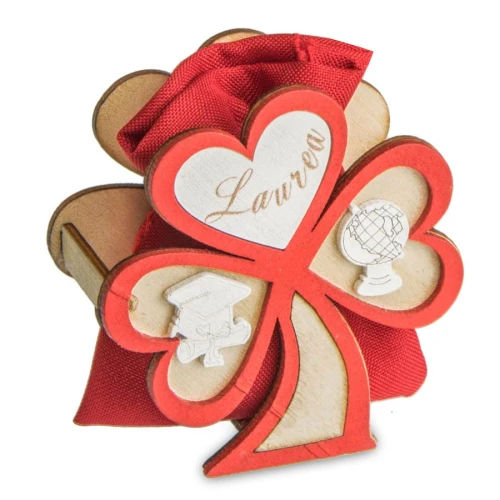 Bomboniere Laurea Sacchetto Portaconfetti Trifoglio Shabby Chic