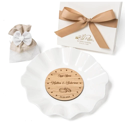 Bomboniere matrimonio originali piatto svuota-tasche con incisione personalizzata