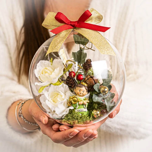 Idea Regalo Natale - Palla di natale con angelo e decori natalizi