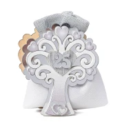 Scatolina Albero della Vita Argento con Sacchetto Portaconfetti 25 Anniversario Linea TREE
