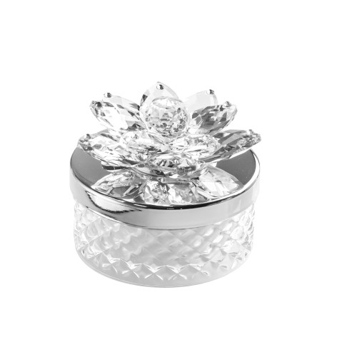 Bomboniere 2024 Candele Diamond Argento con fiore in Cristallo - Alta Qualità