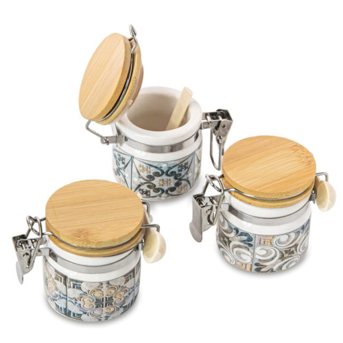 Bomboniere Barattoli Ermetici e Zuccheriere in porcellana decorata e legno
