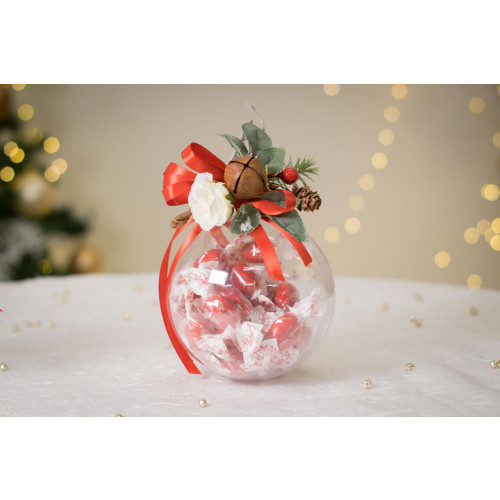 Idea Regalo Natale - Sfera palla di natale con decorazioni e cioccolatini