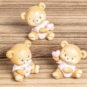Bomboniere Battesimo e Nascita Bimba 2025 Statuetta Orsetto Rosa in resina