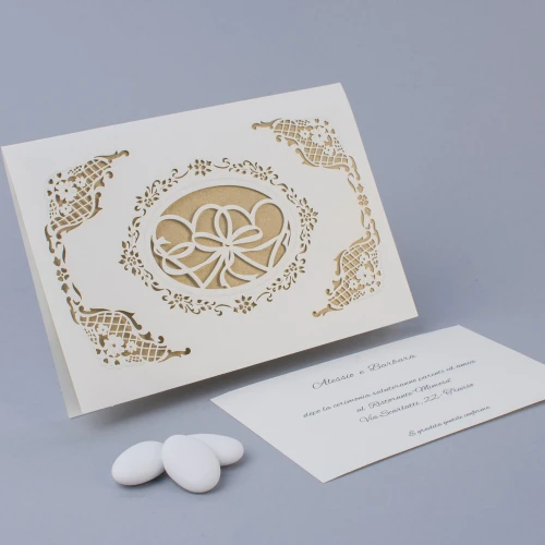Partecipazione Matrimonio Elegante con cuoricini - Singapore
