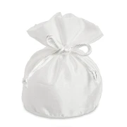 ULTIMI PEZZI 70 Sacchettino Piatto portaconfetti Elegante in tessuto bianco 10x12 cm PREZZO PER TUTTI