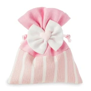 Ultimi 30 pezzi Sacchettino Piatto portaconfetti rosa a righe con fiocco e gessetto cuore