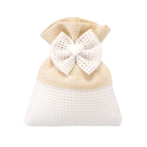 Bomboniere Sacchetti Portaconfetti Piatto Bianco Eleganti con Fiocco