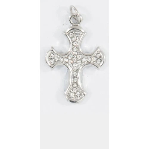 ciondolo croce con strass in zama