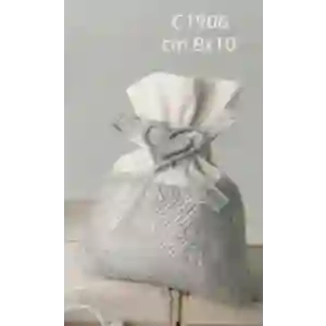 ULTIMI 25 Bomboniere Sacchettini Portaconfetti argentati con cuore 8x10 cm PREZZO PER TUTTI