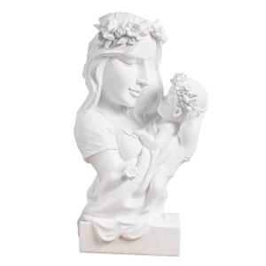 Bomboniere 2027 Battesimo e Nascita Statua Grande Madre e figlio con ghirlanda