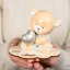 Bomboniera 2027 Battesimo e Nascita Maschio Orsetto Linea PELUCHE in Porcellana Luce LED con Cuore Glitter Personalizzabile