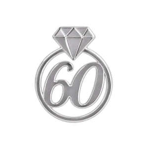Applicazioni numero 60 con anello diamantino argentato in plexiglass per Nozze di Diamante