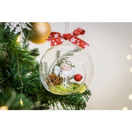 Idea Regalo Natale - Sfera palla di natale in vetro soffiato e angioletto