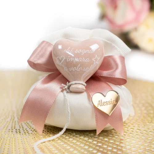 Bomboniere Battesimo e Nascita 2025 Linea Volo Baby Magnete Palloncino con frasi Rosa