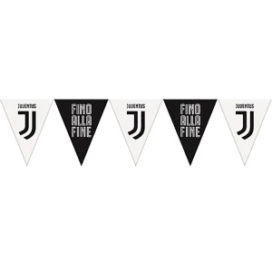 Festone Juventus a bandierine triangolari bianco nero 3,6 mt