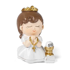 Bomboniere Comunione Femmina 2027 Statuetta Bambina in preghiera con corona e calice