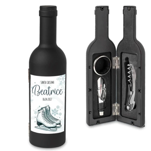 Idea Bomboniera Utile Tema Pattinaggio sul Ghiaccio Bottiglia di Vino Set accessori Vino