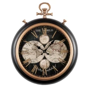 Regalo tema viaggio orologio grande mappamondo vintage nero