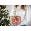 Idea Regalo Natale - Portabottiglie in vimini con decoro rosso