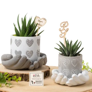 Bomboniere Linea Mille Cuori 2026 Vasetti portapiantina con mani e cuori