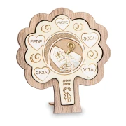 Bomboniere 2026 Icona Cresima Albero in resina e legno con cappello e bastone e parole