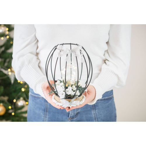 Idea Regalo Natale - Composizione con luce led e decori fatta a mano