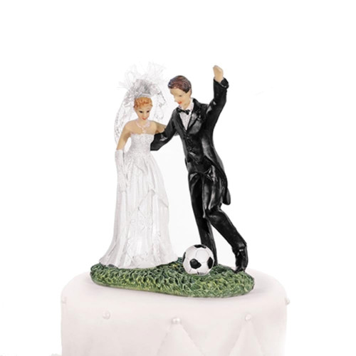 cake topper centro torta matrimonio sposo calciatore con pallone
