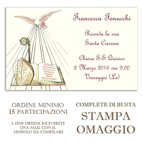 <p>partecipazione, invito per cresima
