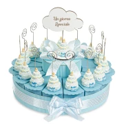 Torta Bomboniere da 15 Fette con torta di compleanno celeste
