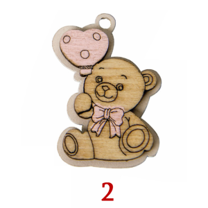 Decorazioni Bomboniere Applicazione in Legno 2 Orsetto Rosa
