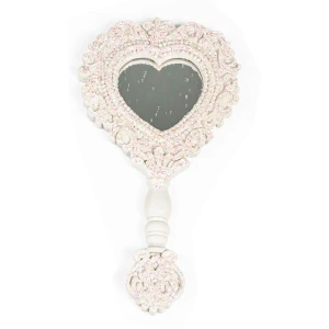 Bomboniere 2027 Specchio a forma di cuore Bianco Grande con glitter