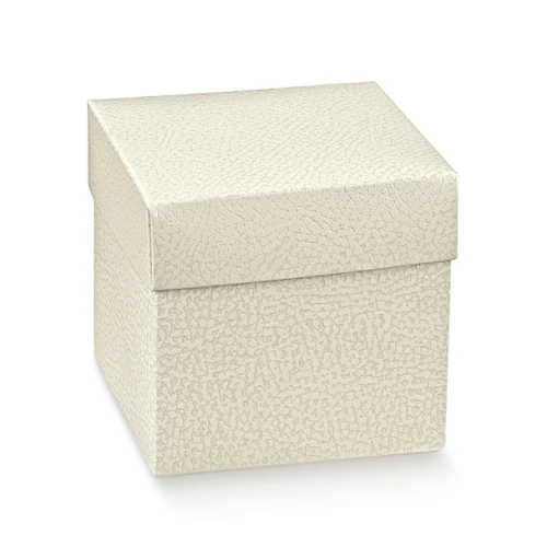 ULTIMI 10 pezzi Scatola Fondo/Coperchio Pelle Bianco 16,5x16,5x h 14