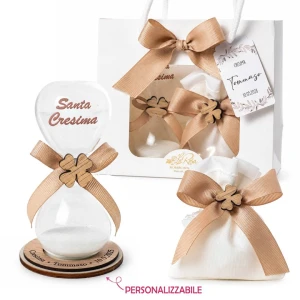 Bomboniera Clessidra Santa Cresima con Base Personalizzabile