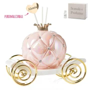 Bomboniere Carrozza Rosa con corona profumatore in ceramica OFFERTISSIMA