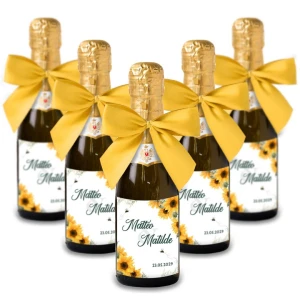 Bomboniere Mini bottiglie Prosecco Personalizzate o Segnaposto Tema Girasole