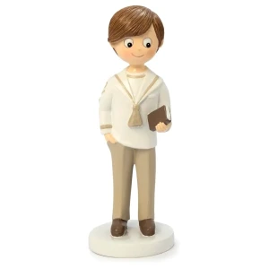 Cake topper Comunione e Cresima Bambino vestito di beigie