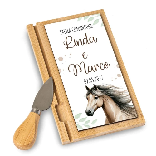 Bomboniere Personalizzate Tagliere con coltellino Tema Cavallo