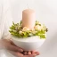 Idea Regalo Natale - Portacandela tondo con candela e decorazioni floreali glitterate