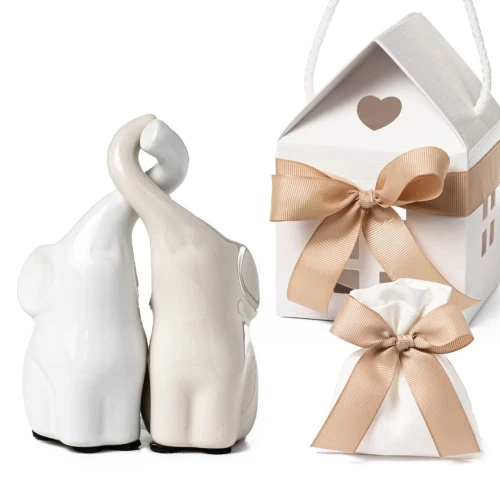 Bomboniere coppia Elefanti in ceramica intrecciati 2026