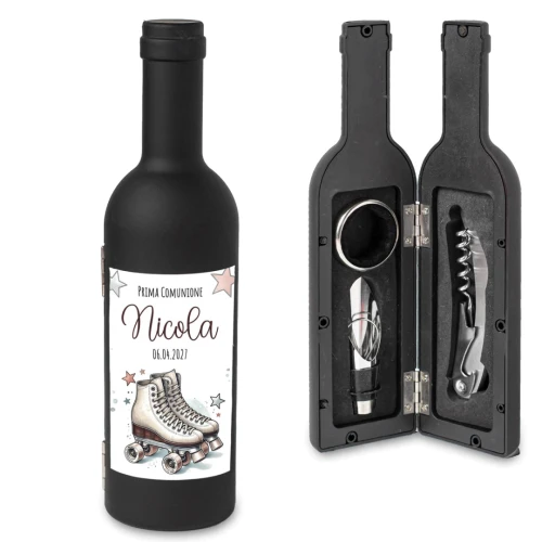 Idea Bomboniera Utile Tema Pattinaggio a Rotelle Bottiglia di Vino Set accessori Vino