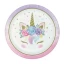 8 piattini di carta 23 cm Festa a Tema Unicorno